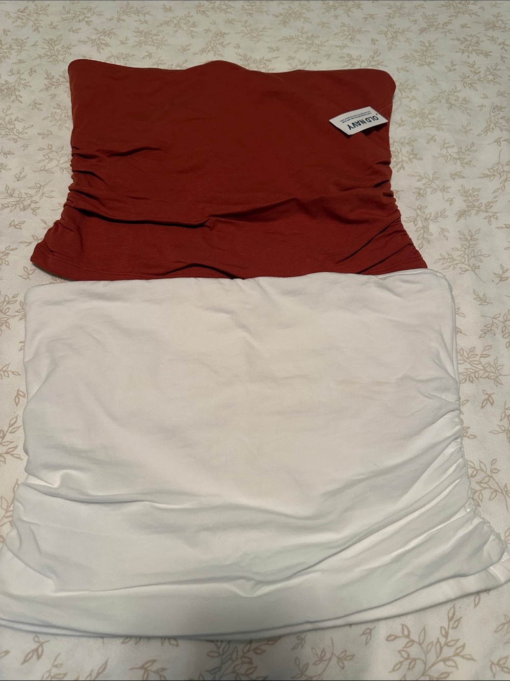 Strapless Tube Tops 2 pack — Rust and White Colorblock